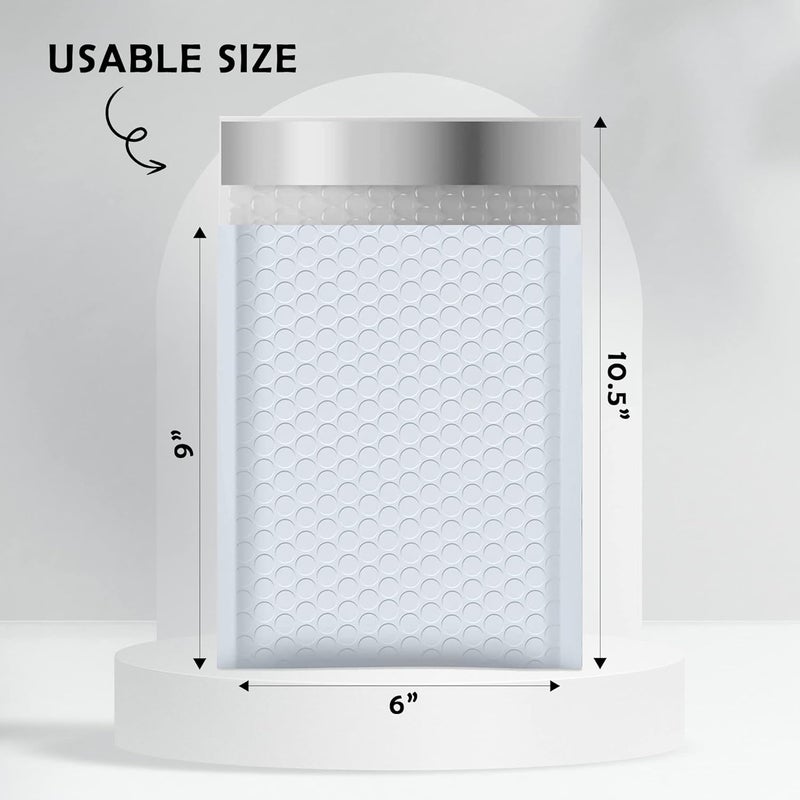 Yens Economic Grade Poly Bubble Mailers 6x10 100 Pack White Waterproof Self Seal Adhesive Shipping Bags, Cushioning Padded Envelopes for Shipping, Mailing, Packaging Usable 6x9 - Image 2